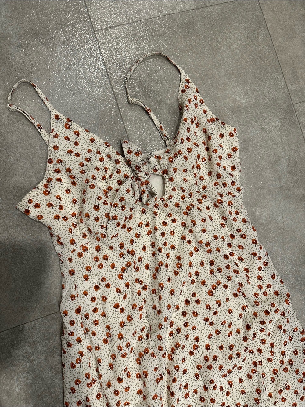 Nasty Gal Cream Dress with Rust Floral Print